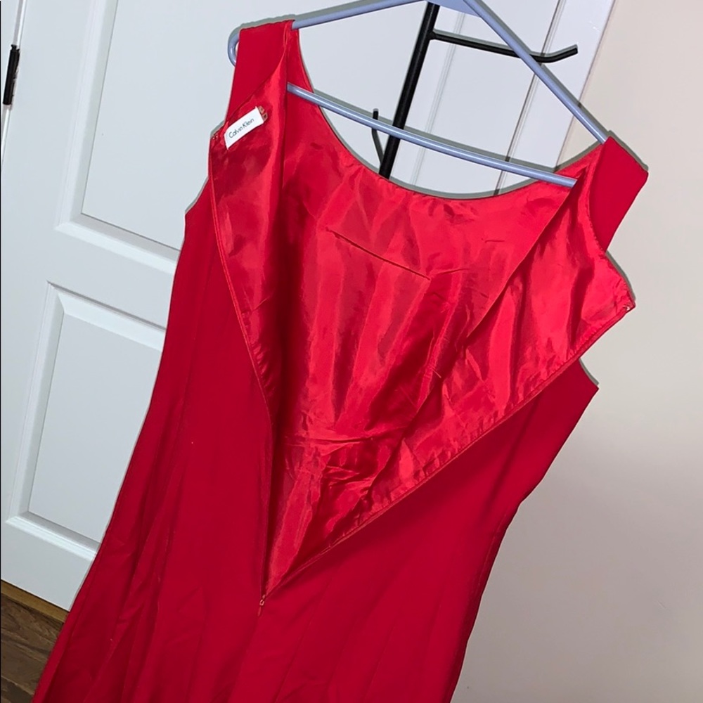 Red Calvin Klein Midi/trim fit & Flare Dress - Picture 11 of 13